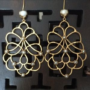 Bohemian Artisan Handmade Pearls Filigree Earrings